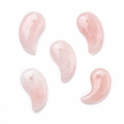 Розовый Кварц Природного розового кварца подвески, луна, 35x20x9 мм, отверстие : 2 мм