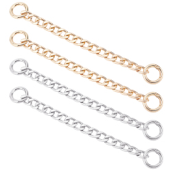 Mixed Color 6Pcs 2 Color Aluminum Curb Chain Strap, with Alloy Ring Clasps, Shoes Decorate, Mixed Color, 205x11.5x3mm, 3pcs/color
