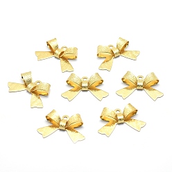 Настоящее золото 18K Латунные подвески, без свинца, без кадмии и без никеля, бантом, реальный 18 k позолоченный, 14x21x4.5 мм, отверстие : 1.5 мм
