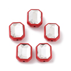 Purpur Spritzlackierte Legierungsperle, mit Glas, Raute , Purpur, 12.5x10.5x7 mm, Bohrung: 1.4 mm
