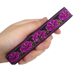 Фуксин 6.8m жаккардовая лента с цветочным рисунком в этническом стиле из полиэстера, фуксиново-красные, 3/4 дюйм (20 мм), около 7.44 ярдов (6.8 м) / рулон