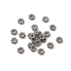 Нержавеющая Сталь Цвет 304 из нержавеющей стали разделительные бусины, цветок, цвет нержавеющей стали, 4x1.5 мм, отверстие : 1 мм