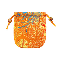 Оранжевый Парчовые подарочные пакеты с завязками в китайском стиле, мешочки для хранения ювелирных изделий для упаковки конфет на свадьбу, оранжевые, 10.5x10.5 см