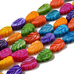 (52) Непрозрачная лаванда Естественных пресноводных оболочки бисер нитей, окрашенные, лист, разноцветные, 10x6x3.8 мм, отверстие : 0.6 мм, около 36~37 шт / нитка, 14.37~14.57'' (36.5~37 см)