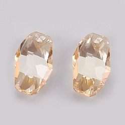 Золотая Тень K 9 подвески из стеклянного горного хрусталя, имитация австрийский хрусталь, граненые, прямоугольные, золотые тени, 17.5~18x10~11x6 мм, отверстие : 1.6 мм