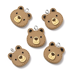 Перу Подвески из смолы, с платиновым железным колышком, медведь, Перу, 22.5x20.5x6.5 мм, отверстие : 2 мм