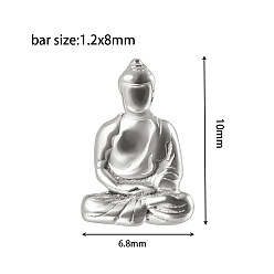 Другие 304 безрезьбовая серьга-гвоздик из нержавеющей стали, козелок шпилька, плоская серьга сзади, цвет нержавеющей стали, Будда, 8 мм, штифты : 1.2 мм