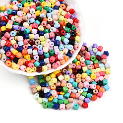 (52) Непрозрачная лаванда Стеклянный бисер непрозрачных цветов, баррель, разноцветные, 4~5x4~4.5 мм, отверстие : 1.4~1.6 мм, Около 3460 шт / фунт