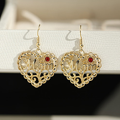 Золотой Подвески из сплава ко Дню матери, сердце со словом мама, золотые, 35x30 мм