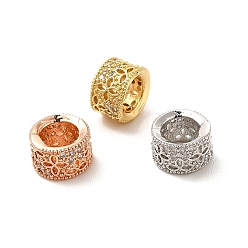 (52) Непрозрачная лаванда Реечное покрытие латунь микро паве кубический цирконий европейские бусины, бусины с большим отверстием, долговечный, без кадмия и без свинца, колонка, разноцветные, 8x5 мм, отверстие : 4.5 мм