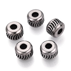 Античное Серебро 304 бусины европейского стиля из нержавеющей стали с крупными отверстиями, рондель, античное серебро, 10x7.5 мм, отверстие : 4 мм