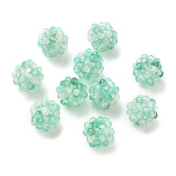Natural Agate Natural Agate(Dyed & Heated) Woven Beads, Cluster Beads, Faceted, Round, Green, 8~9mm, Hole: 1.6mm