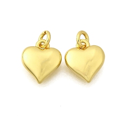 Настоящее золото 18K Латунные подвески, сердце прелести, стойки покрытие, прочное покрытие, без кадмия и без свинца, с целью перехода в кольце, реальный 18 k позолоченный, 9x8x2.5 мм, отверстие : 2 мм