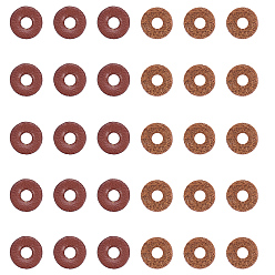 Coconut Brown Cowhide Leather Spacer Beads, Leather Gasket Septum, Donut/Pi Disc, Coconut Brown, 6x1mm, Hole: 2mm
