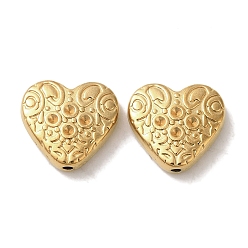 Золотой Ионное покрытие (ip) 304 шарики из нержавеющей стали, сердце, золотые, 13.5x14.5x4.5 мм, отверстие : 1.4 мм