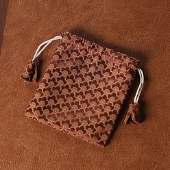Dark Salmon Chinese Style Cloth Bags with Buttons, Rectangle Jewelry Pouches, Dark Salmon, 15x13cm