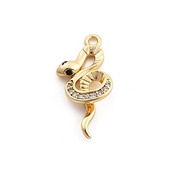 Золотой Латунные микро проложить кубического циркония подвески, змеиные чары, золотые, 19x10x4.5 мм, отверстие : 1.5 мм