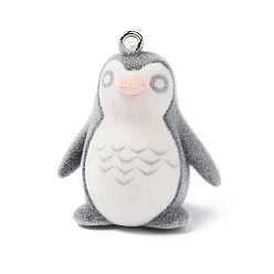 Пингвин Подвески из непрозрачной смолы, с платиновыми тоновыми железными петлями, пингвин, 31x27.5x20 мм, отверстие : 2 мм