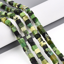 Змеевик Природные серпантину нитей бисера, кубические, 4~4.5x4~4.5x4~4.5 мм, отверстие : 0.8~0.9 мм, около 85~88 шт / нитка, 14.76~15.35'' (37.5~39 см)