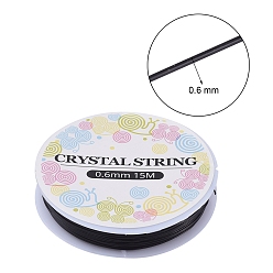 Black Elastic Crystal Thread, Stretchy String Bead Cord, for Beaded Jewelry Making, Black, 0.6mm, about 16.4 yards(15m)/roll