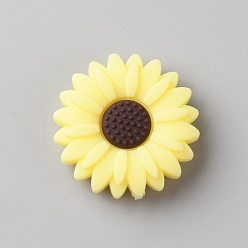 Шампанско-Желтый Пищевые экологически чистые силиконовые бусины, маргаритка, шампанское желтый, 30x9 мм, отверстие : 2.5 мм