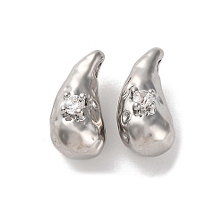 Платина Латунные микропаве из прозрачного кубического циркония, без кадмия, без никеля и без свинца, слеза, платина, 11.5x5.5x6.5 мм, отверстие : 1.2 мм