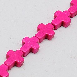 Фуксиновый Синтетических нитей бирюзовые бусы, окрашенные, крестик, красно-фиолетовые, 10x8x3 мм, отверстие : 1 мм, около 38 шт / нитка, 15 дюйм