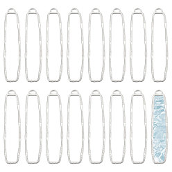 Platinum 20Pcs Alloy Open Back Bezel Big Pendants, For DIY UV Resin, Epoxy Resin, Pressed Flower Jewelry, Rectangle, Platinum, 60.5x14x1.5mm, Hole: 4x2mm
