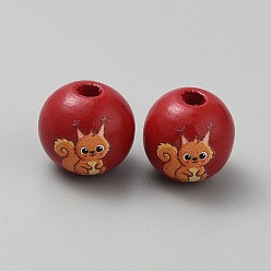 Squirrel Древесина европейского бисера, бусины с большим отверстием, круглые, огнеупорный кирпич, белка, 16 мм, отверстие : 4 мм