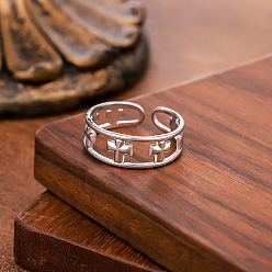 Нержавеющая Сталь Цвет Полые 304 открытые кольца манжеты из нержавеющей стали, крестик, цвет нержавеющей стали, внутренний диаметр: 15~20 мм