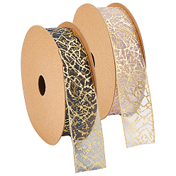 Gemischte Farbe 2Rollen 2Farben Organzaband, einseitiges goldenes Heißprägen, Gemischte Farbe, 1-1/8 Zoll (30 mm), 20yards / Rolle (18.28 m / Rolle), 1 Rolle / Farbe