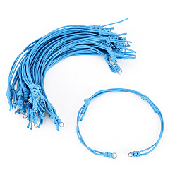 Bleu Ciel Foncé 20Pièces de cordon en polyester ciré pour la fabrication de bracelets, avec 304 anneaux en acier inoxydable, couleur inox, bleu profond du ciel, 10.55 pouce (26.8 cm)