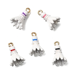 (52) Непрозрачная лаванда Подвески из эмали и сплава, бадминтонное очарование, золотые, разноцветные, 15x9x10 мм, отверстие : 1.6 мм