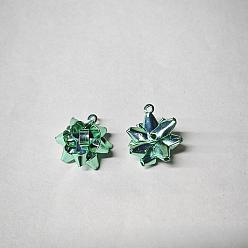 Другой Цвет Подвески электрофореза железа, цветок, аквамарин, 24.5x22x13 мм, отверстие : 1.4 мм