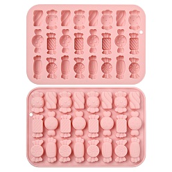 Pink 2Moldes de silicona para fondant con forma de caramelo, moldes de resina, para chocolate, caramelo, resina uv, fabricación artesanal de resina epoxi, rosa, 178x119x11 mm