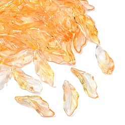 Оранжевый Стеклянные подвески, лист, с золотой порошок, оранжевые, 25x9.5x3 мм, отверстие : 1.4 мм, Около 952 шт / 1000 г