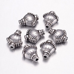 Antique Silver Tibetan Style Alloy Beads, Cadmium Free & Nickel Free & Lead Free, Shell, Antique Silver, 11x9x5mm, Hole: 1mm