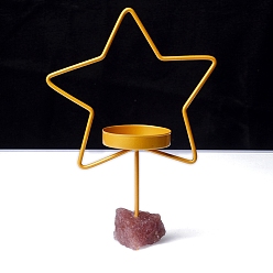 Звезда Металлические подсвечники, с натуральными кварцевыми основаниями из клубники, звезда, 170x70 мм