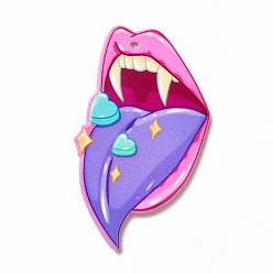Body Акриловые подвески с принтом на хэллоуин, рисунок языка, 57.5x34x2.5 мм, отверстие : 1.8 мм