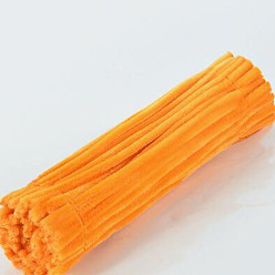 Dark Orange DIY Plush Sticks, with Iron Core, Pipe Cleaners, Kid Craft Material, Dark Orange, 295x6mm, 100pcs/set