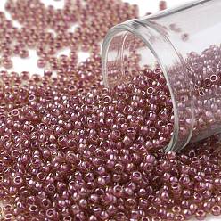 (960) Inside Color Amber/Mauve Lined TOHO Round Seed Beads, Japanese Seed Beads, (960) Inside Color Amber/Mauve Lined, 11/0, 2.2mm, Hole: 0.8mm, about 5555pcs/50g