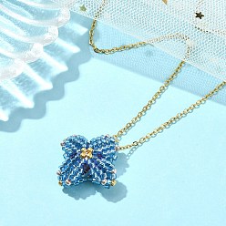 Стально-синий Ожерелье с подвеской в виде звездного стекла, золотые украшения 304 из нержавеющей стали для женщин, стальной синий, 17.56 дюйм (44.6 см)