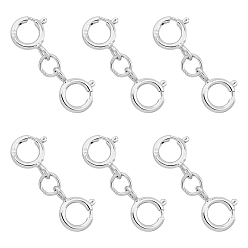 Платина 6 шт. 925 застежки с двойным пружинным кольцом из стерлингового серебра, платина, 16 мм