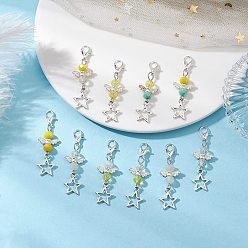Звезда Подвесные украшения в виде ангела из сплава и стекла в тибетском стиле, с карабин-лобстерами , звезда, 45~46 мм