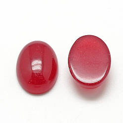 Crimson Natural White Jade Cabochons, Dyed, Oval, Crimson, 14x10x4~5mm