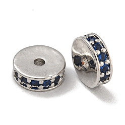 Сланцево-синий Стойки обшивки латунь микро проложить кубического циркония бусы, без свинца и без кадмия, платина, долговечный, круглые, синевато-серый, 8x2.5 мм, отверстие : 1.5 мм