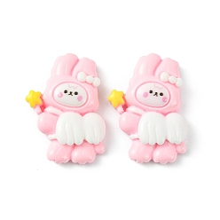 Pink Непрозрачные кабошоны милого зайчика, кролик, розовые, 29x21x6.5 мм
