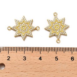 Chapado en Oro Real 18K 925 dijes de conector de plata esterlina, con un claro zirconia cúbico, estrella, real 18 k chapado en oro, 16.5x20.5x1.7 mm, agujero: 1 mm