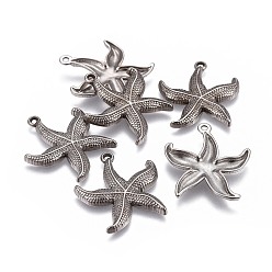 Черный Цвет Металла Подвески из цинкового сплава, без кадмия и без свинца, морская звезда / морские звезды, металлический черный , 26x23.5x3 мм, отверстие : 2 мм