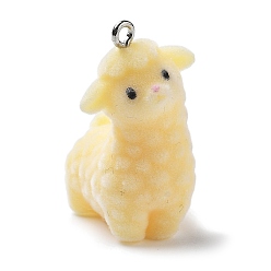 Шампанско-Желтый Подвески из смолы, с железной платиной петлей, альпака прелести, шампанское желтый, 32x17.5x25 мм, отверстие : 2 мм